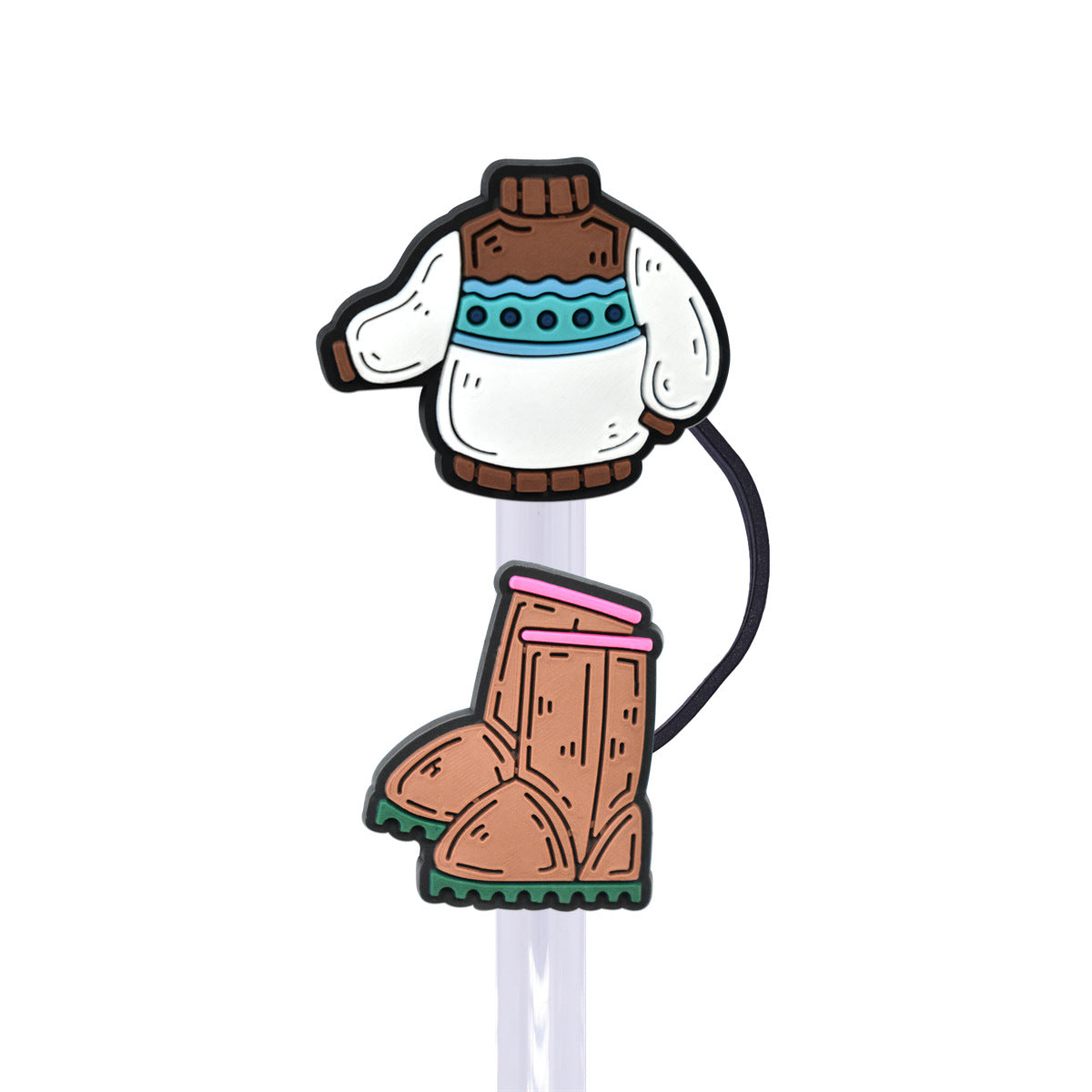 Wholesale Random 100pcs Christmas and Winter Series Soft Rubber Straw Stoppers